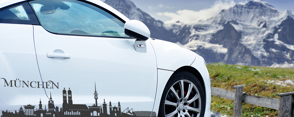 Autotattoos mit Skylines als Aufkleber für Fahrzeugseite Autotattoos mit Skylines als Aufkleber für Fahrzeugseite