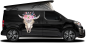 Preview: Einhorn Aufkleber fürs Auto auf dunklem Campervan
