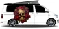 Preview: Autoaufkleber Goldener Totenkopf mit Rosen | Set für beide Fahrzeugseiten