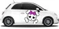 Preview: Autoaufkleber sußes Totenkopf Baby in weiß, schwarz und pink auf einem Fiat 500