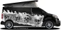 Preview: Autoaufkleber Totenschädel Gothic auf schwarzem Van in Wunschfarbe