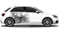 Preview: Autoaufkleber Totenschädel Splash auf Fahrzeugseite in Wunschfarbe