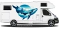 Preview: Aufkleber Meerdesign Wal auf hellem Wohnmobil