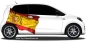 Preview: Autoaufkleber Fahne von Spanien auf Fahrzeugseite von Kleinwagen