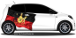 Preview: Autoaufkleber Fahne von Württemberg auf Fahrzeugseite von Kleinwagen