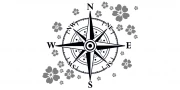 Preview: Heckscheibenaufkleber Windrose mit Blüten