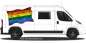 Preview: Autoaufkleber Regenbogen Fahne auf Fahrzeugseite von Wohnmobil oder Kastenwagen