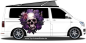 Preview: Autoaufkleber Rosen Totenkopf auf hellem Campervan