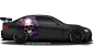 Preview: Autoaufkleber Rosen Totenkopf auf dunklem Sportwagen