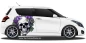 Preview: Autoaufkleber Totenkopf mit Blüten auf hellem PKW