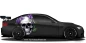 Preview: Autoaufkleber Totenkopf mit Blüten auf dunklem Sportwagen