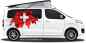 Preview: Autodekor Flagge Karte der Schweiz auf Fahrzeugseite von Campervan