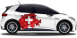 Preview: Autodekor Flagge Karte der Schweiz auf Fahrzeugseite von PKW