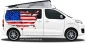 Preview: Autodekor Flagge Karte der USA | Set für beide Fahrzeugseiten auf Fahrzeugseite von Campervan