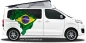 Preview: Autodekor Flagge Karte von Brasilien auf Fahrzeugseite von Campervan