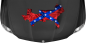 Preview: Autodekor Flagge und Silhouette der Konföderierten Staaten von Amerika auf dunkler Motorhaube