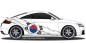 Preview: Autosticker Flagge von Südkorea auf Fahrzeugseite von PKW