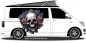 Preview: Autosticker Totenschädel mit Rosen auf hellem Campervan