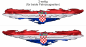 Preview: Flagge Kroatien - Ansicht zweiseitig für beide Fahrzeugseiten