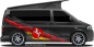 Preview: Flagge von Niedersachsen als Autoaufkleber auf Fahrzeugseite von dunklem Camper Van