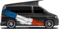 Preview: Klebefolie Frankreich Flagge Trikolore auf Fahrzeugseite von dunklem Camper Van