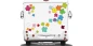 Preview: Hippie Flower Power Blumenaufkleber Set auf dem Heck von Wohnmobil oder Wohnwagen