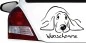 Mobile Preview: Süßer Hund mit Wunschnamen als konturgeschnittener Autoaufkleber