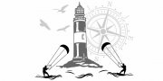 Preview: Klebefolie Leuchtturm Kitesurfer Windrose