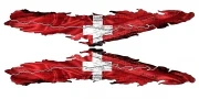 Preview: Schweizer Flaggenaufkleber  als Paar geliefert für die Fahrer- und Beifahrerseite