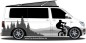 Preview: Aufkleber für Camper oder Caravan mit Mountainbike Fahrer in den Bergen