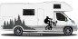 Preview: Mountainbike in den Bergen Camper Aufkleber | Set für beide Fahrzeugseiten