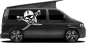 Preview: Seitenaufkleber Totenkopf mit gekreuzten Schwertern auf Campervan - Ansicht Farbauswahl