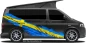 Preview: Wohnmobil Aufkleber Flagge Schwedens auf Fahrzeugseite von dunklem Camper Van