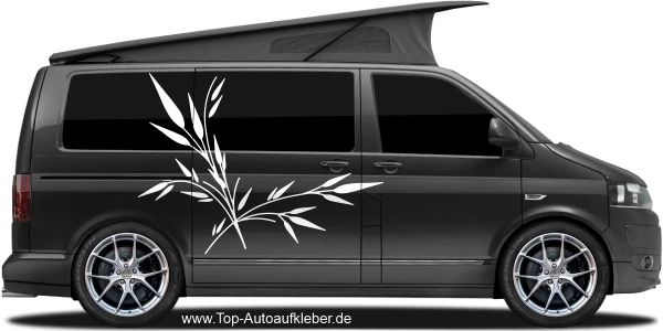 Autoaufkleberbambus für beide Fahrzeugseiten auf dunklem Camper - Ansicht Farbauswahl