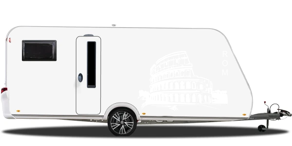 Wohnmobilaufkleber Rom auf hellem Wohnwagen - Ansicht Farbauswahl