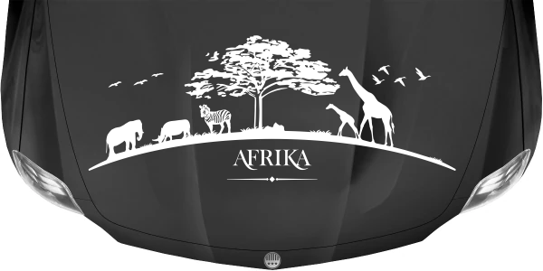 Wohnmobilsticker Kenia auf dunkler Motorhaube - Ansicht Farbauswahl