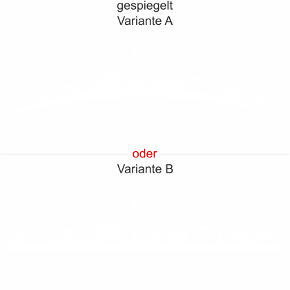 Preview: Stuttgarter Skyline als Aufkleber für die Heckscheibe - Ansicht Ausrichtung mit Farbauswahl und Variante
