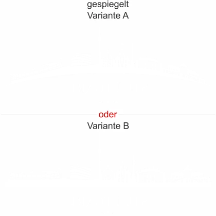 Stuttgarter Skyline als Aufkleber für die Heckscheibe - Ansicht Ausrichtung mit Farbauswahl und Variante