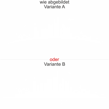 Preview: Heckscheibendekor Frankfurt Preview: Frankfurter Skyline als Aufkleber für die Heckscheibe - Ansicht Ausrichtung mit Farbauswahl und Variante