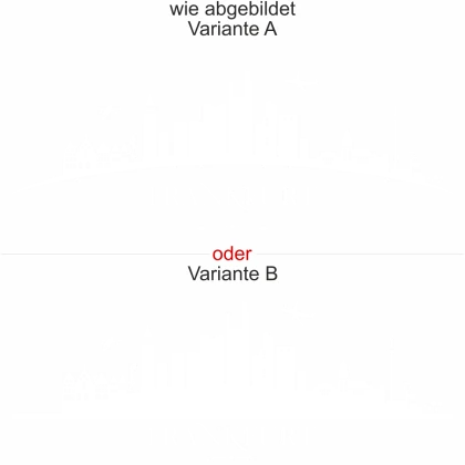 Frankfurter Skyline als Aufkleber für die Heckscheibe - Ansicht Ausrichtung mit Farbauswahl und Variante
