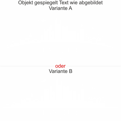 Preview: Heckscheibendekor Frankfurt Preview: Frankfurter Skyline als Aufkleber für die Heckscheibe - Ansicht Ausrichtung mit Farbauswahl und Variante