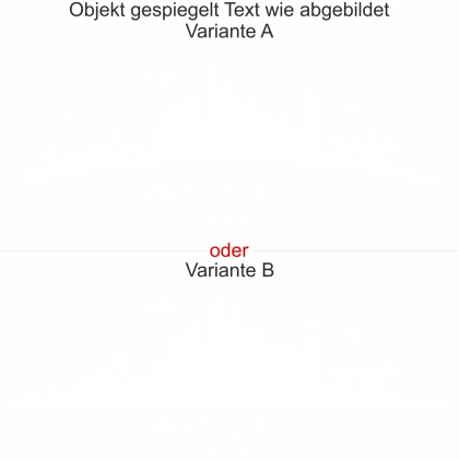 Frankfurter Skyline als Aufkleber für die Heckscheibe - Ansicht Ausrichtung mit Farbauswahl und Variante