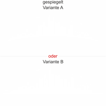 Preview: Heckscheibendekor Frankfurt Preview: Frankfurter Skyline als Aufkleber für die Heckscheibe - Ansicht Ausrichtung mit Farbauswahl und Variante