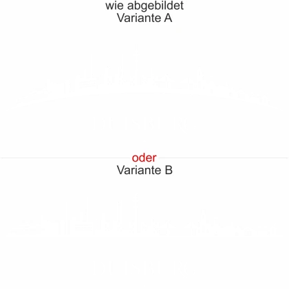 Wohnmobildekor Skyline Duisburg - Ansicht Ausrichtung mit Farbauswahl und Variante