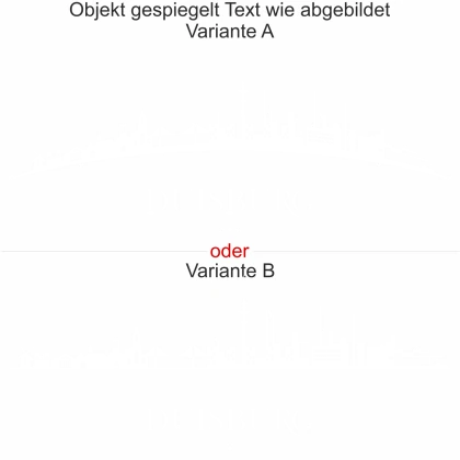 Wohnmobildekor Skyline Duisburg - Ansicht Ausrichtung mit Farbauswahl und Variante