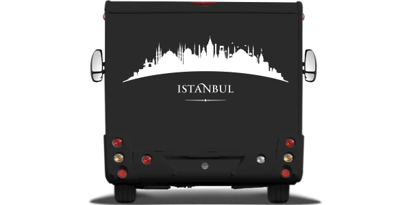 Wohnmobilaufkleber Skyline von Istanbul auf Heck von Wohnmobil oder Wohnwagen - Ansicht Farbauswahl