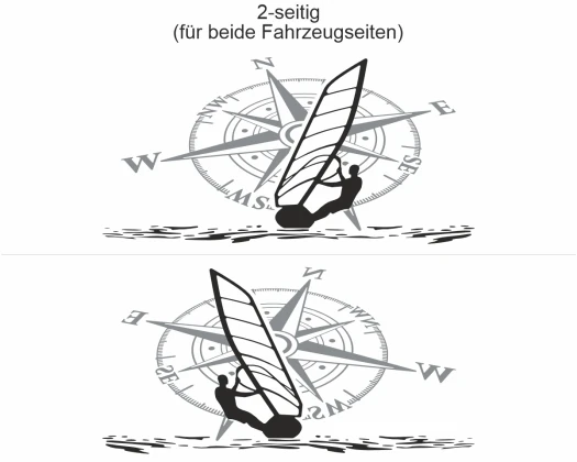 Autoaufkleber Windsurfer mit Kompassrose