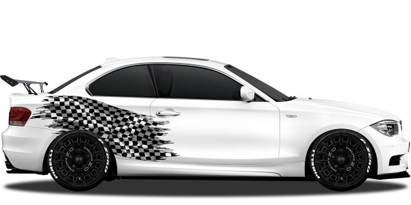 Preview: Klebefolie Startflagge | Set für beide Fahrzeugseiten