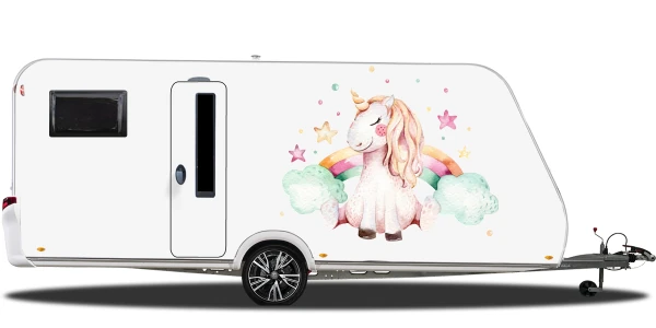 Einhorn Aufkleber fürs Auto auf Heck von Wohnmobil oder Wohnwagen