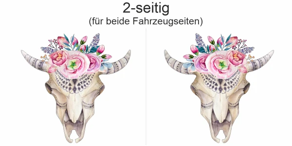 Autosticker Dekorativer Tierschädel | Set für beide Fahrzeugseiten